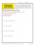 Writing with Noun Clauses - noun worksheets